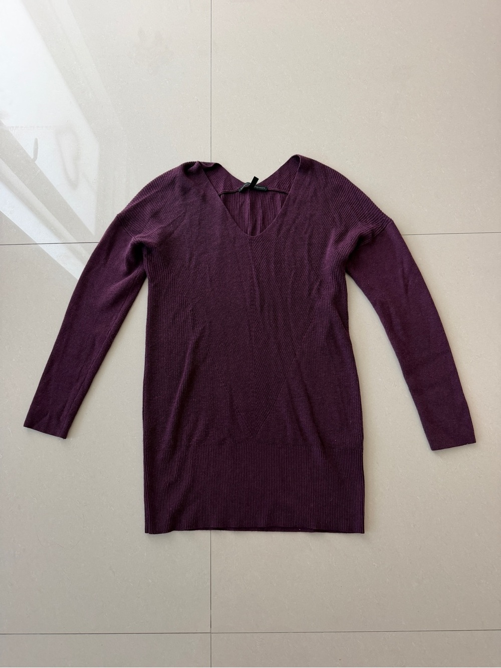 White House Black Market Plum V-Neck Knit Dress